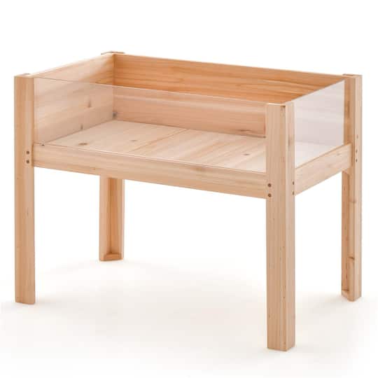 Costway Raised Wooden Garden Bed Elevated Planter Box Plant Terrarium with Drain Holes